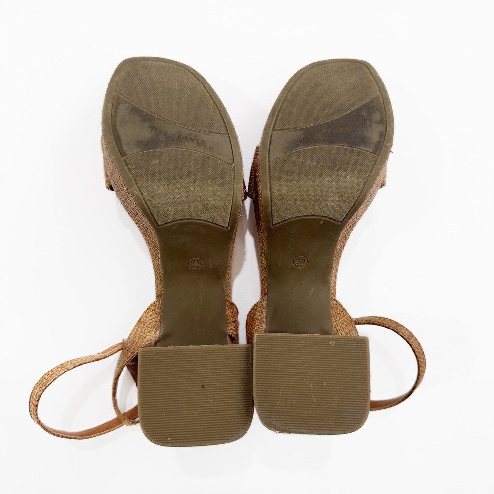 Marc Fisher Heels Womens 9.5 Brown Ankle Strap Platform Sandals Chunky Heel Boho - Picture 4 of 7